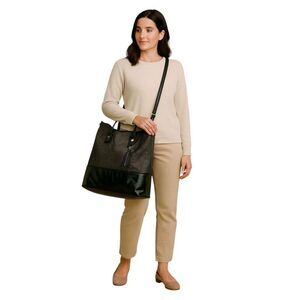 Steve Madden Black Tote Bag Shoulder Travel Weekender Overnight CarryOn WOMEN'S